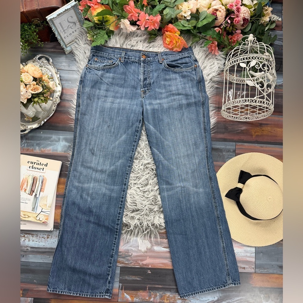 7 For All Mankind Original Blue High Waisted Bootcut A Pocket Jeans, 36